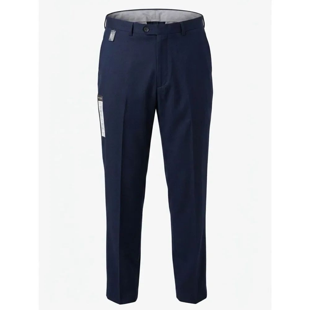 Haggar Classic Fit No Iron Khaki Navy Flat-Front Dress Pants